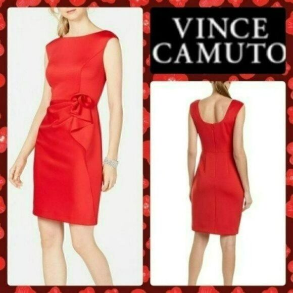 NWT MSRP $168 Vince Camuto Ruffled Sleeveless Sheath Dress Women's Size 10